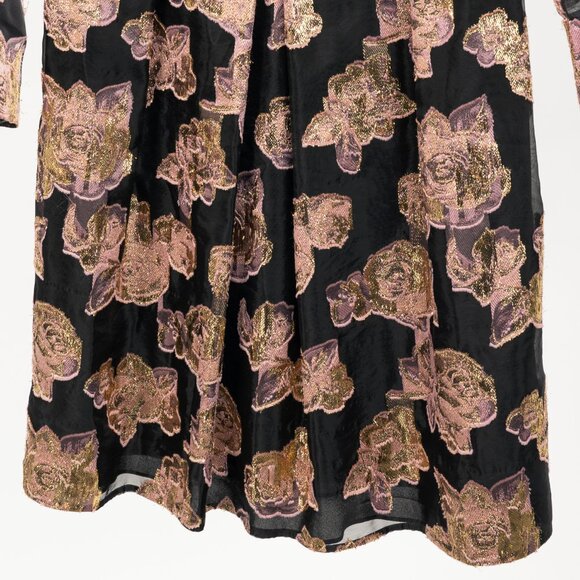 Erdem Effie Black Metallic Floral-Jacquard Organza Dress - Picture 6 of 11